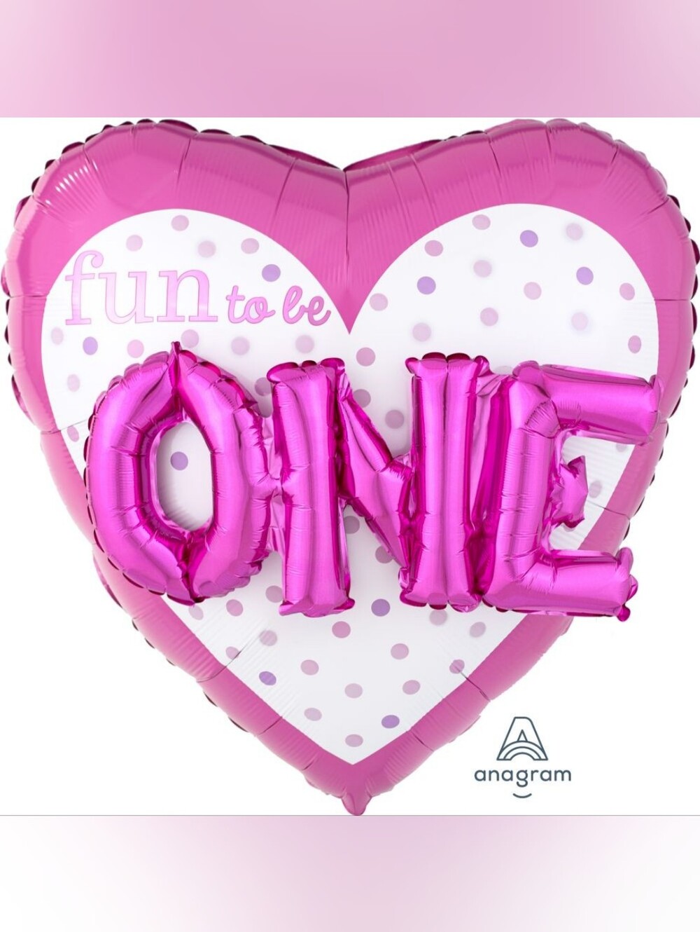 Anagram Pink 'Fun to Be One' Heart Mylar Balloon 36"